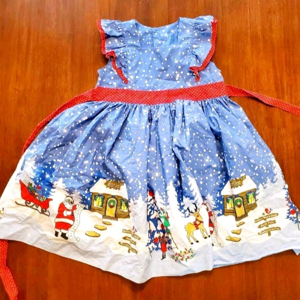Eleanor Rose Christmas Print Dress Size 7-8